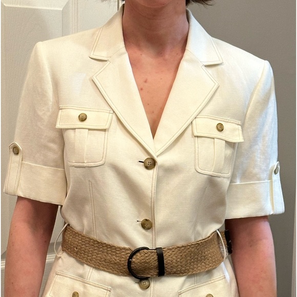 Tahari safari style short sleeve pantsuit. - Picture 2 of 10